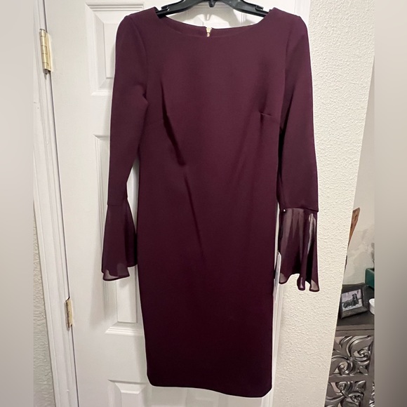 Calvin Klein Boat Neck Flare Sleeve w/buttons Dress - Picture 2 of 9